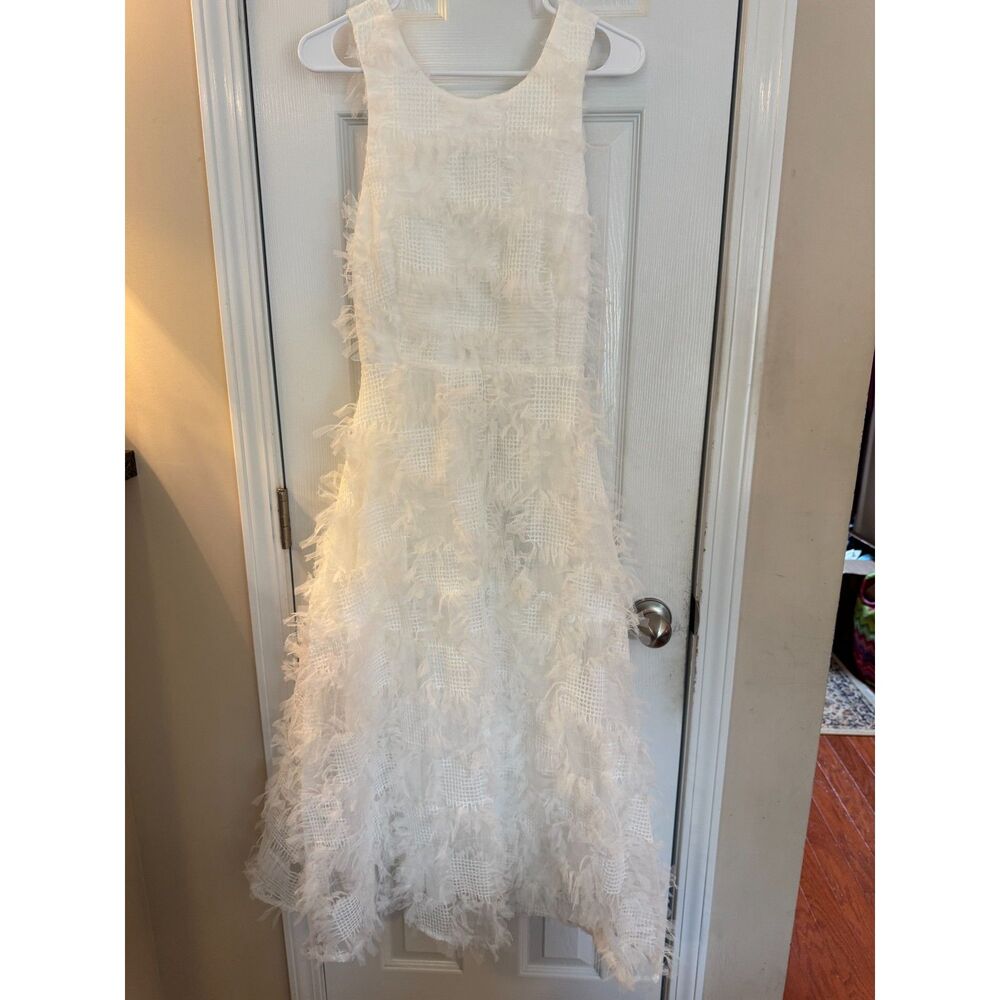 Lulu's White Textured Open Back Midi Dress Sz L NWT - Picture 4 of 11
